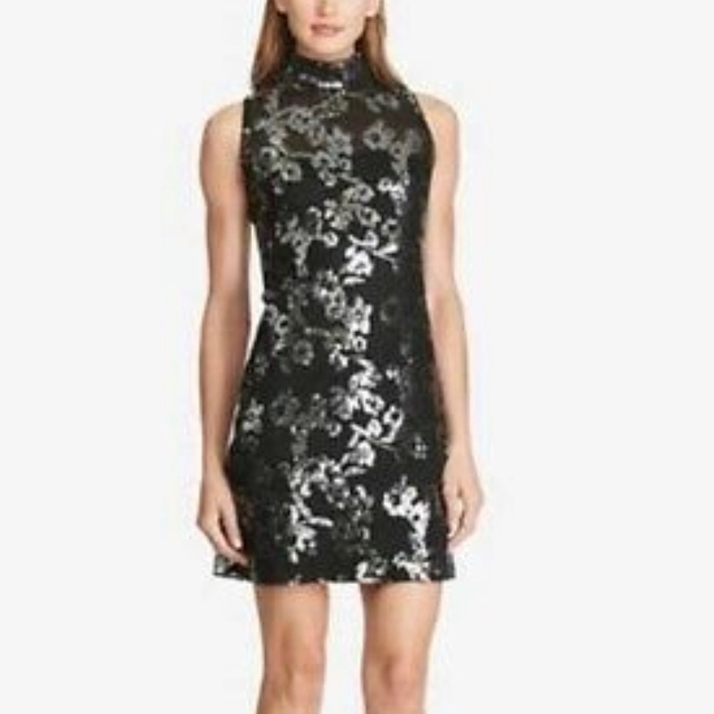 AMERICAN LIVING Black Silver Sleeveless Sequin Dress Sz 12
